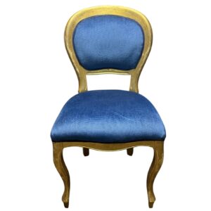 Poltroncina Royal in noce e velluto blu