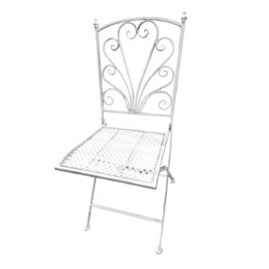 Sedia in ferro battuto bianco Shabby chic (quadrata)