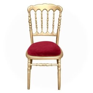 Sedia Parigina oro con cuscino bordeaux