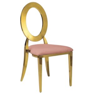 Sedia Queen oro con seduta in velluto rosa
