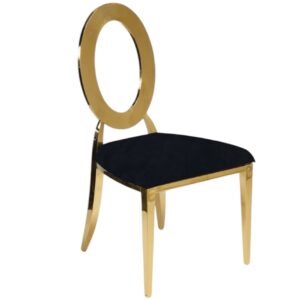 Sedia Queen oro con seduta in velluto nero