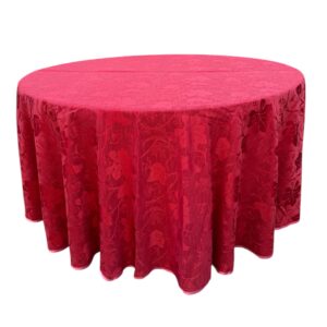Tovaglia tonda rossa damasco foglie d280cm