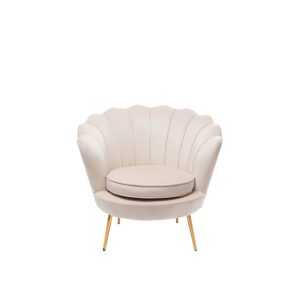 Poltrona conchiglia in velluto beige