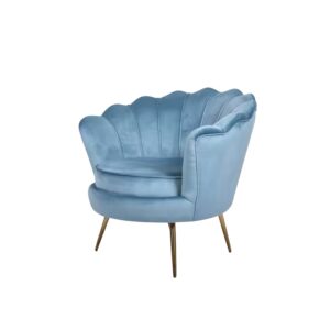 Poltrona conchiglia velluto celeste