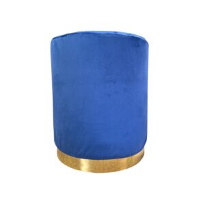 Pouf velluto blu Royal fascia oro