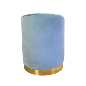 Pouf velluto celeste fascia oro
