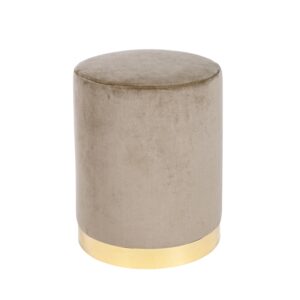 Pouf velluto tortora fascia oro