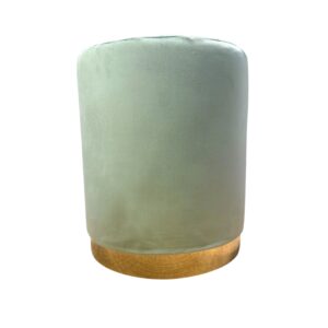 Pouf velluto verde salvia fascia oro