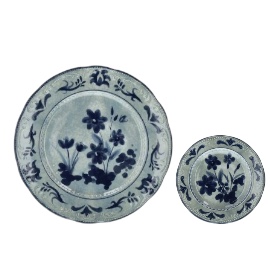 Sottopiatto e piattino pane old flowers blu
