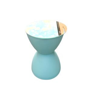 Tavolino Clessidra Celeste specchiato